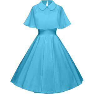 1950s Vintage Cloak Two-Piece Cocktail Dress Womens Size XL Blue